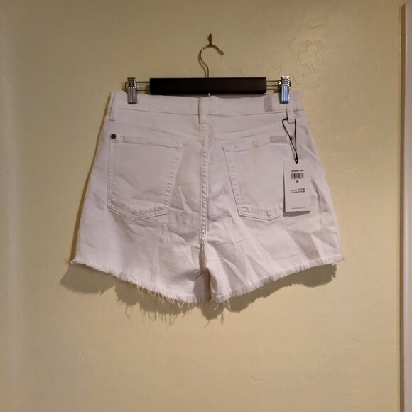 7 for all mankind  White Denim cut-offs with fringed hem Size 29 and Size 30 NWT - Picture 10 of 12
